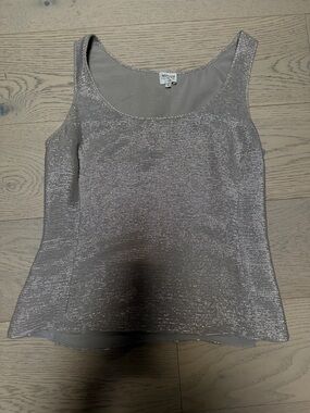 Armani Collezioni Metallic Silver Knit Camisole
